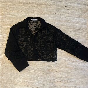 Zara Sheer Black Lace Blouse